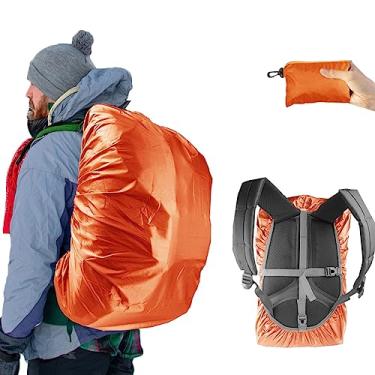 Imagem de Frelaxy Capa de chuva para mochila impermeável, impermeabilização tripla atualizada, alça de fivela cruzada antiderrapante (laranja, M (para mochila 25L-35L))
