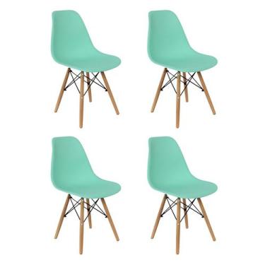 Imagem de Kit 4 Cadeiras Charles Eames Eiffel Wood Design Varias Cores - Verde C