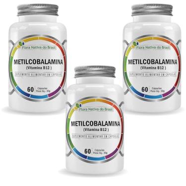 Imagem de 3x Metilcobalamina (Vitamina B12) 60 Caps de 500mg Flora Nativa do Brasil