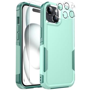 Imagem de Niecase Capa para iPhone 15, [compatível com MagSafe] [Proteção contra quedas de grau militar], com 2 protetores de tela + 2 protetores de lente de câmera, capa protetora para iPhone 15 (azul-petróleo
