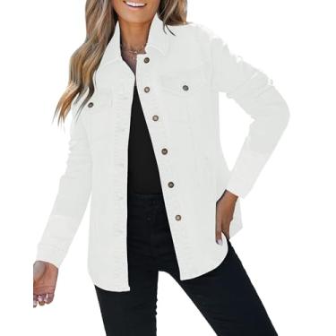 Imagem de luvamia 2023 Jaquetas jeans femininas fashion jaqueta jeans ocidental grande jaqueta de outono jaqueta de botão com bolsos, Off-white, 3G