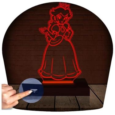 Imagem de Luminária Led 3d | Mario Bros Princesa Peach | Abajur Vermelho