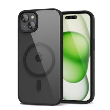 Imagem de oakxco Capa para iPhone 15 Plus transparente magnética compatível com Magsafe, fina, fina, transparente, não amarela, amortecedor de silicone macio Hybird e capa protetora de plástico rígido para