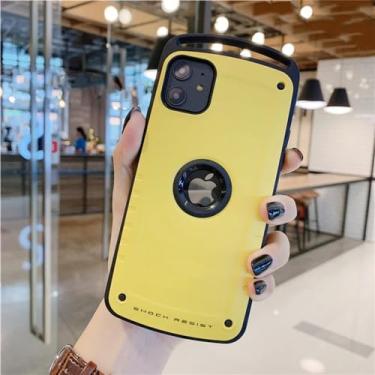 Imagem de Capa de titânio para venda à prova de choque para iPhone 13 12 11 14 Pro Max Capa de armadura resistente para iPhone 12 XS Max XR Capa de silicone rígido, amarela, para iPhone XS Max