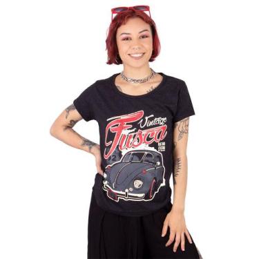 Imagem de Camiseta Feminina Fusca Rat Preta Jaguar - Art Rock