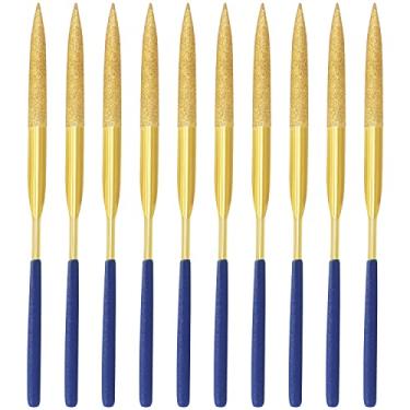 Imagem de FOCMKEAS Lixa de agulha de diamante de 10 peças (5 mm x 180 mm, grão 150) Minilas metálicas revestidas de titânio para arquivos de metal de precisão para trabalhos em miniatura,