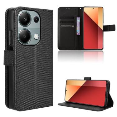 Imagem de Elubugod Capa de couro compatível com Xiaomi Poco M6 Pro 4G, capa flip de couro PU compatível com Xiaomi Redmi Note 13 Pro 4G capa preta