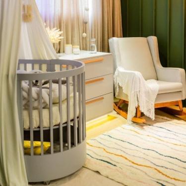 Imagem de Berço Wave Evolutivo 3 em 1 com Colchão Fase 1 e Fase 2 e Cômoda Divicar Móveis Cinza