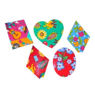 Imagem de Remendo Festa Junina Auto Adesivo pra Roupa Caipira Kit 5 Retalhos que Não Estraga A Roupa