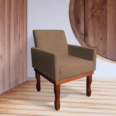 Imagem de Poltrona Medusa Retrô Pés de Madeira Maciça Linho Marrom