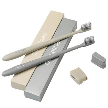 Imagem de RYZGOJV Escovas de dentes premium embaladas individualmente, cerdas de nylon macias multicoloridas, escovas de dentes de limpeza para dentes sensíveis e gengivas recuadas, 2 peças-B11