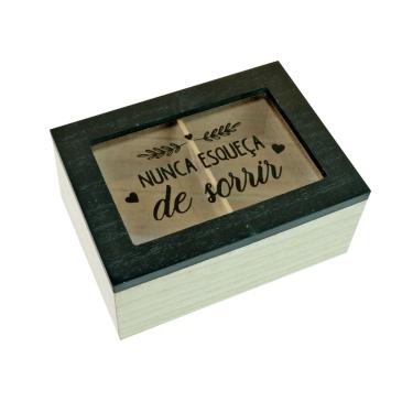 Imagem de Caixa De Chá Mdf 2 Divisórias 6,5X11x15cm