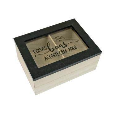 Imagem de Caixa De Chá Mdf 2 Divisórias 6,5X11x15cm