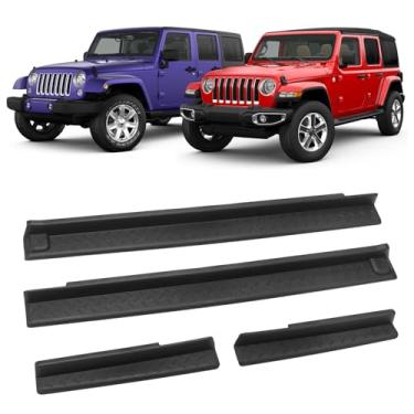 Imagem de JONGCOVER Kit de protetores de soleira de porta de borracha protetor de entrada para porta Jeep Wrangler JK Unlimited JKU 4 portas 2007-2018 frente e traseira JK porta entrada borda proteção decoração