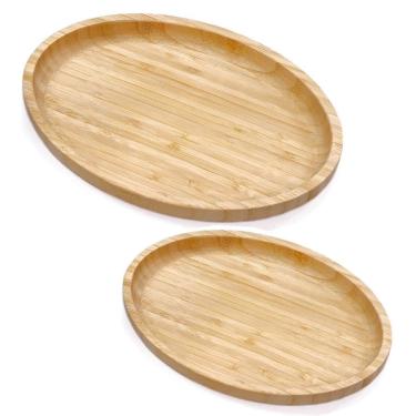 Imagem de Kit 2 Bandejas de Bambu 23cm e 28cm Servir Decorar Petisquei