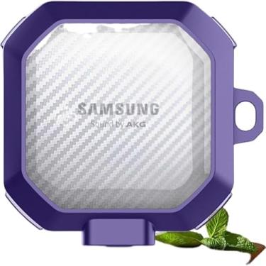 Imagem de Capa para Galaxy Buds 2 Pro FE capa transparente com padrão de fibra de carbono para Samsung Galaxy Buds Live 2 Pro Buds2 2Pro, capas transparentes, roxas