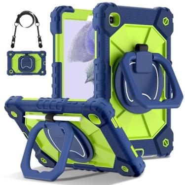 Imagem de Capa protetora para tablet Samsung Tab para A9 Plus de 11 polegadas, à prova de choque, com suporte giratório de 360° e alça de ombro infantil (azul marinho verde, para A9 Plus de 11 polegadas)