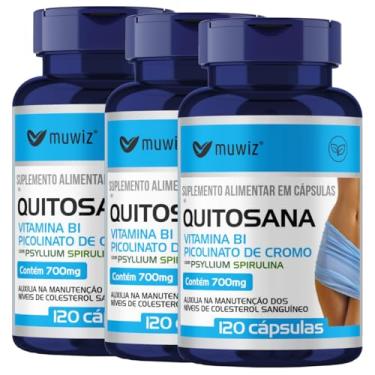 Imagem de Quitosana Spirulina Psyllium e Picolinato de Cromo 120 Cápsulas - 3 Frascos