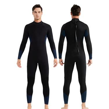 Imagem de REALON Roupa de mergulho masculina 4/5 mm feminina de neoprene de corpo inteiro, roupa de mergulho térmica, roupa de banho de 3/4 mm, peça única, roupa de banho de água fria para surf, snorkeling