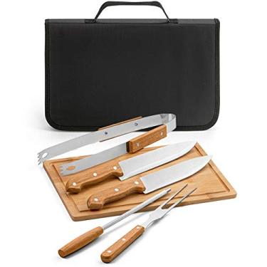 Imagem de Jogo para Churrasco Tradicional Inox 6 peças Bambu com Estojo TopGet