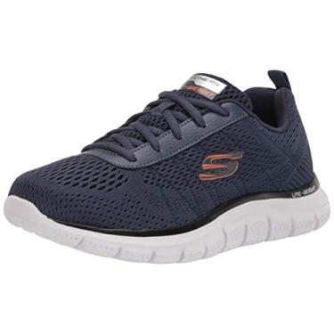 Imagem de Skechers Tênis masculino Track Moulton Oxford, Azul-marinho/laranja, 10 Wide