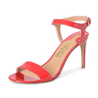 Imagem de Sandália feminina de salto alto de couro envernizado Elita SALVATORE FERRAGAMO tamanho 38, Vermelho, US 8C IT 38C