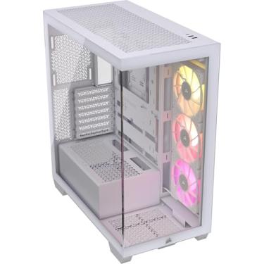 Imagem de CORSAIR Capa para PC ATX de torre média iCUE Link 3500X RGB – Vidro temperado panorâmico – Compatível com placa-mãe de conexão reversa – 3 ventoinhas CORSAIR iCUE Link RX120 RGB incluídas – Branco