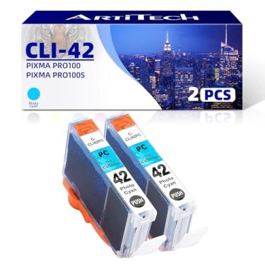 Imagem de ARTITECH Cartuchos de tinta compatíveis com CLI-42 PC Pixma Pro-100 para Canon CLI42 CLI-42 Cartucho de tinta ciano fotográfico funciona para impressoras Pixma Pro-100S, pacote com 2 CLI-42 PC