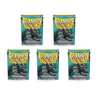 Imagem de 5 Packs Dragon Shield Classic Green Standard Size 100 ct Card Sleeves Value Bundle!