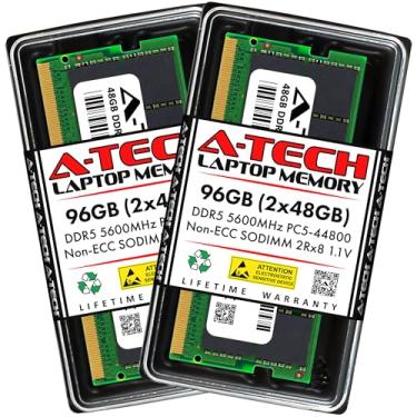 Imagem de A-Tech Kit de 96 GB (2 x 48 GB) DDR5 5600 MHz PC5-44800 CL46 SODIMM 2Rx8 1.1V Non-ECC Unbuffered SO-DIMM 262-Pin Laptop RAM Módulos de atualização de memória RAM