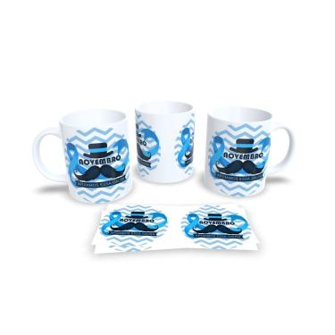 Imagem de Canecas Branca de Porcelana Personalizadas Novembro Azul