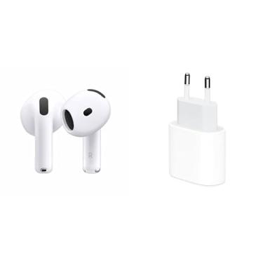 Imagem de AirPods 4 com Cancelamento Ativo de Ruído e Adaptador de corrente USB-C de 20 W