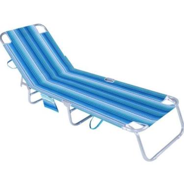 Imagem de Cadeira Espreguicadeira Comfort Listras Azul Bel