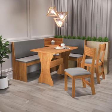 Imagem de Canto Alemão Romeo 6 Lugares Mel/Grafite - Viero Móveis, Cinza, Modern