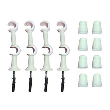 Imagem de Kit 4 Suporte Varão Duplo Cortina C/ Ponteira 19-19mm Branco - Moreti