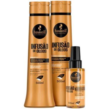 Imagem de Kit Infusão de Óleos Shampoo + Condicionador 500ml + Óleo 100ml Haskel
