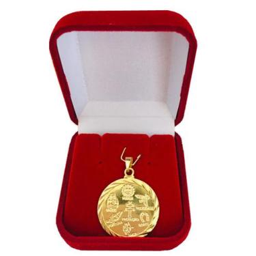 Imagem de Pingente Patuá Medalha Da Sorte Fortuna Sorte Felicidade Folheada a Ou