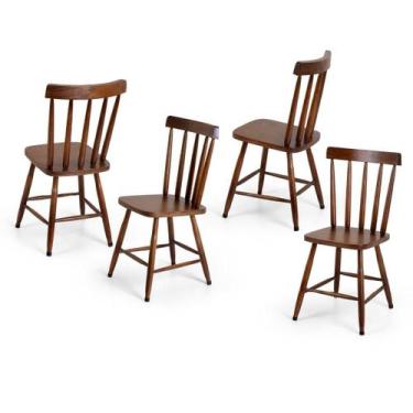 Imagem de Kit 4 Cadeiras Colonial Lisa Rustica Madeira Maciça   - TreeArbor