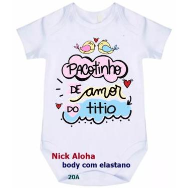 Imagem de body bebê pacotinho de amor do titio cód 20a - nick aloha, Branco, G