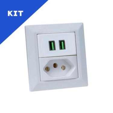 Imagem de Kit Espelhos de Tomadas Duplo Chanfrado 1 Tom 20A 2 Usb 4.9A - CONNECT