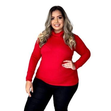 Imagem de Cacharrel Feminino Plus Size Blusa Manga Longa Gola Alta Segunda Pele 