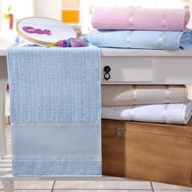 Imagem de Toalha de Lavabo Ponto Russo Algodão 30x50 - Tessi, Azul