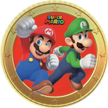 Imagem de Prato de Papel Bolo Festa Mario Bros 8 Uni Festcolor - Inspire sua Fes