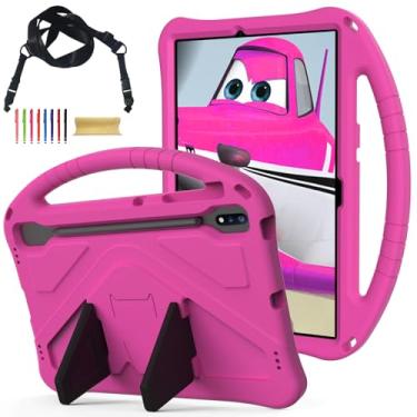 Imagem de Capa infantil para Samsung Galaxy Tab S10+ Plus/S9 FE+ Plus/S9+/S8+/S7+/S7 FE 31,5 cm, capa leve com alça de suporte, à prova de choque, com alça de ombro, adequada para crianças, para meninas e
