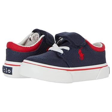 Imagem de Polo Ralph Lauren Tênis infantil Faxson Xtennis, Tênis de lona azul marinho/pônei vermelho, 20 BR