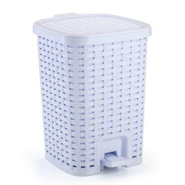 Imagem de Lixeira Smart Rattan Média 7 Litros Com Pedal - Monte Líbano, Branco
