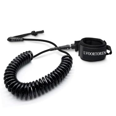 Imagem de LVOORTOREN Trela de prancha de surf premium, correia de prancha de remo enrolada de 3 m, alça de legrope de 7 mm de espessura para pranchas de surfe longboard, pranchas de stand-up paddle, corda de