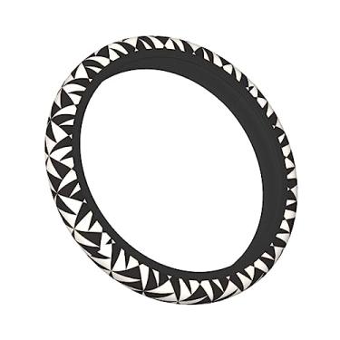Imagem de UESEU Capa de volante para mulheres e homens, triângulo geométrico, preto, neoprene, protetor de volante, ajuste universal para a maioria dos carros sedans SUVs – 38 cm