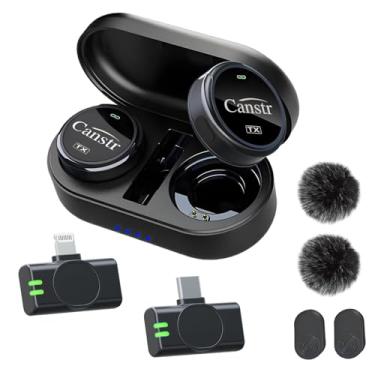 Imagem de Microfone de lapela sem fio para iPhone/Android, microfones de lapela com Lightning/USB-C Plug-Play, microfone condensador omnidirecional para gravação de vídeo, entrevista, podcast, Vlog, YouTube