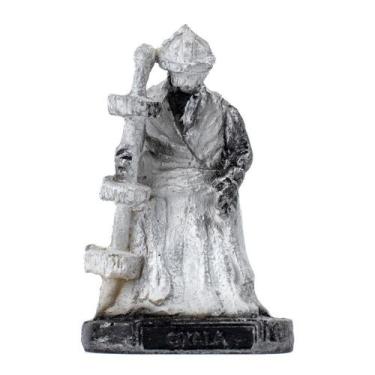 Imagem de Escultura Oxalá Prata Vintage Resina 8 cm - Lua Mística - 100% Origina